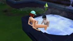 تشغيل لقاء السحاقيات الرطبة والبرية في TS4 في حوض الاستحمام